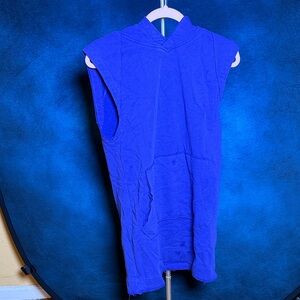 Sleeveless Blue Dress with hood